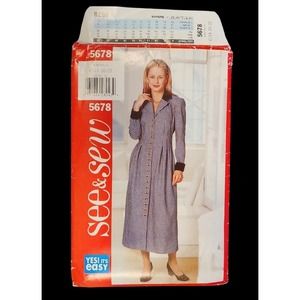 Vintage Butterick Sewing Pattern 5678 Womens Dress Sizes 18 20 22 Uncut 1998 NOS